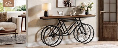70.9-Inch Extra Long Console Table with Bicycle Metal Base