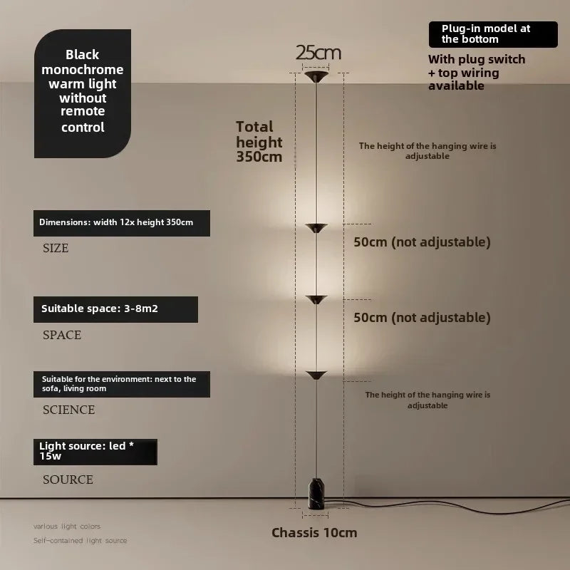 3 Head Hallway Background Wall Floor Lamp