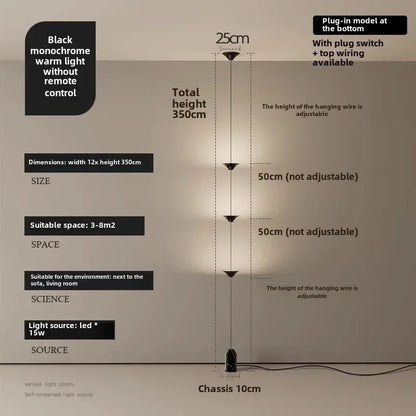 3 Head Hallway Background Wall Floor Lamp