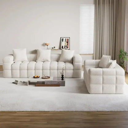 Cloud Sherpa Couch Set with 5 Pillows
