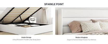 Queen Size Velvet Lift Up Storage Bed Frames