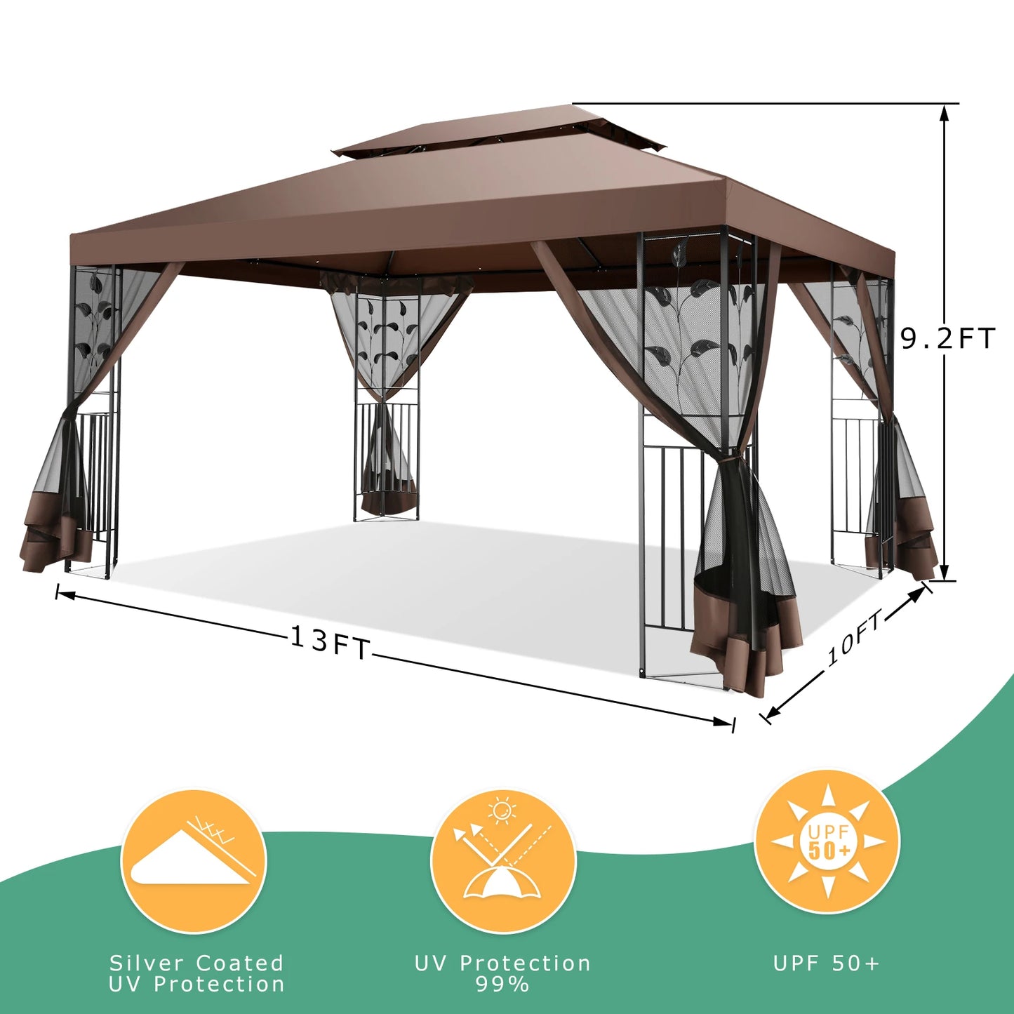 10x13 Outdoor Gazebo with Mosquito Netting