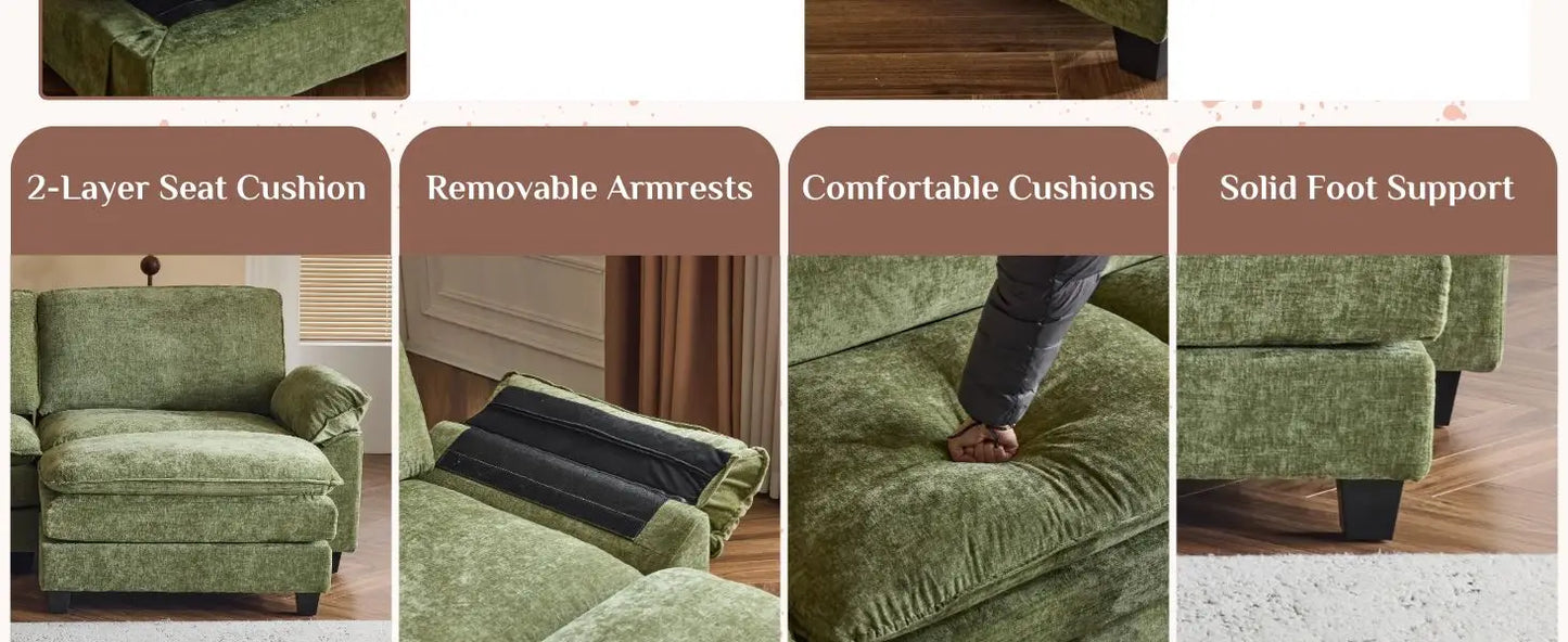 Beautiful Modern Sofa with Ottoman and Slipcover