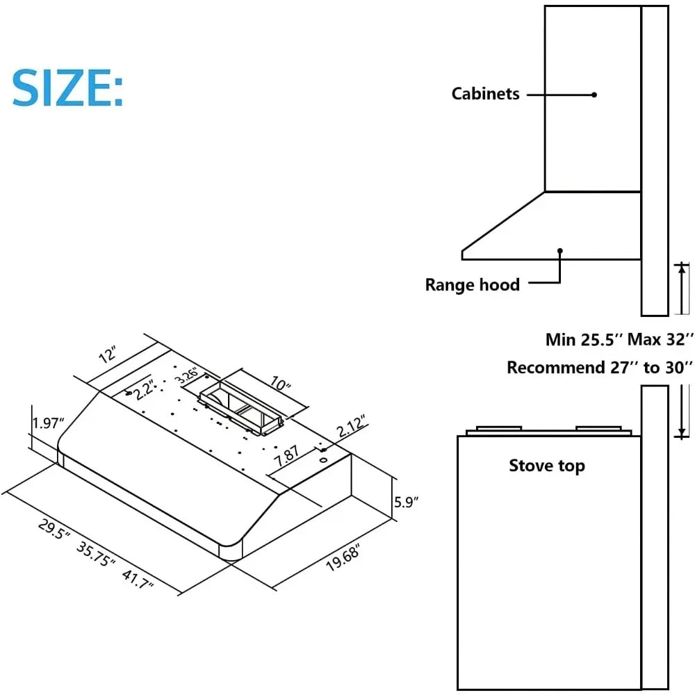30 Inch Under Cabinet Range Hood with 900-CFM