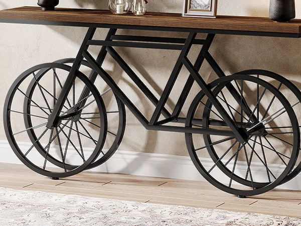 70.9-Inch Extra Long Console Table with Bicycle Metal Base