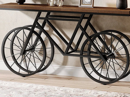 70.9-Inch Extra Long Console Table with Bicycle Metal Base