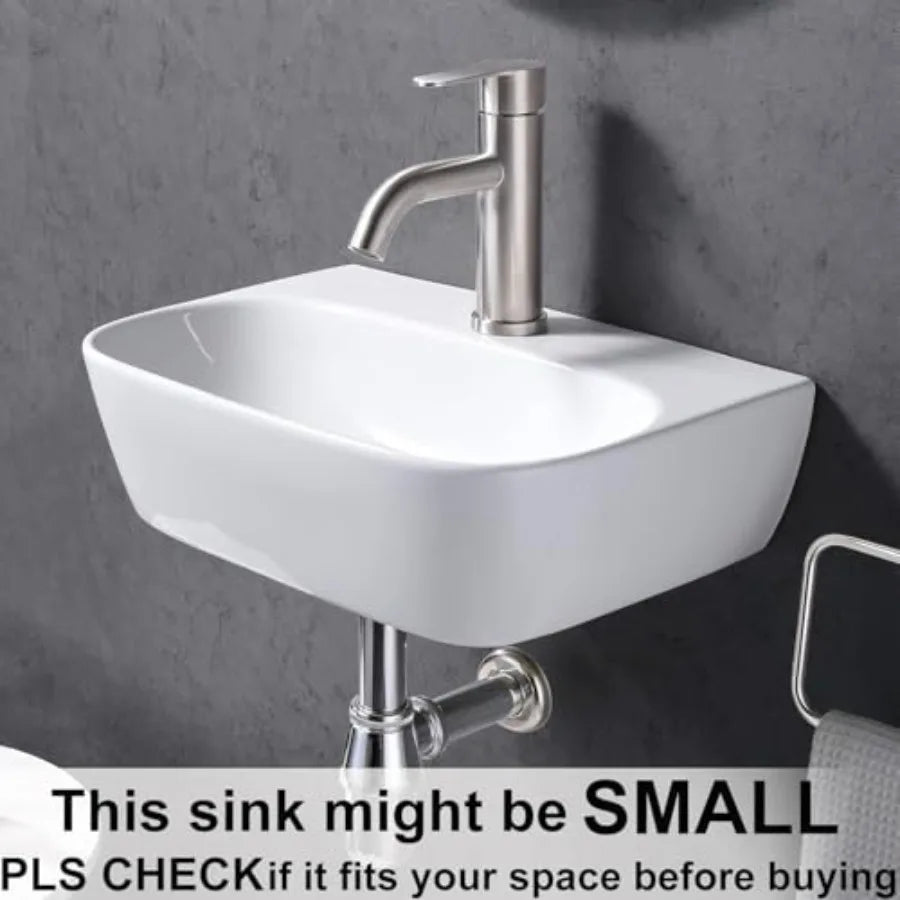 16"x11" Small Wall Mounted Bathroom Sink
