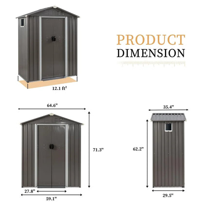 5 x 3 x 6 FT Outdoor Storage Shed, with Side Window