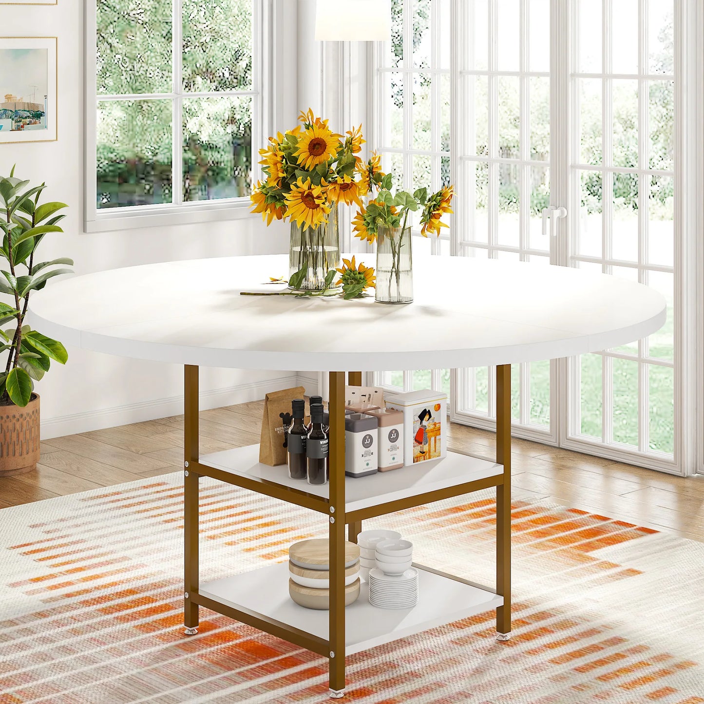 47-inch Round Dining Table for 4