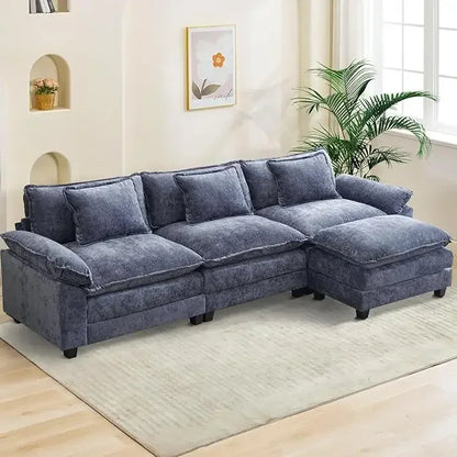 Comfy Cloud Couch Sectional Sofa with Ottoman