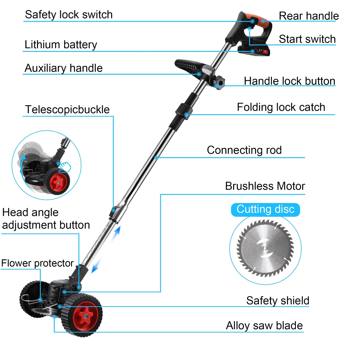 Electric Lawn Mower Cordless Grass Trimmer