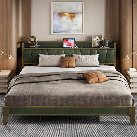 Twin XL/Full/King/California King Bed Frame with Charging Station.