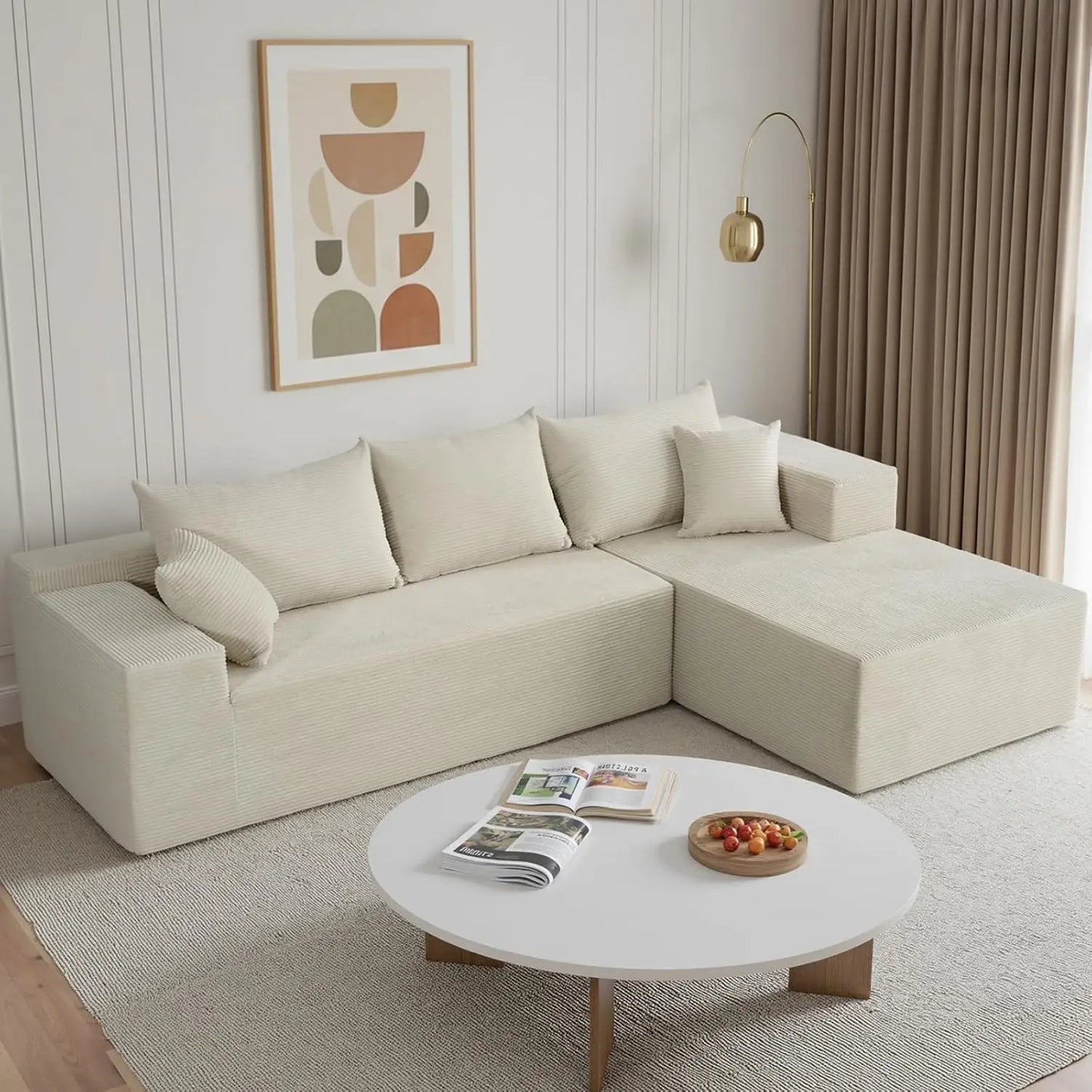 103" L Shaped Sectional Boneless Couch