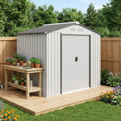 7' x 4' Outdoor Steel Tool Garden Shed Organizer