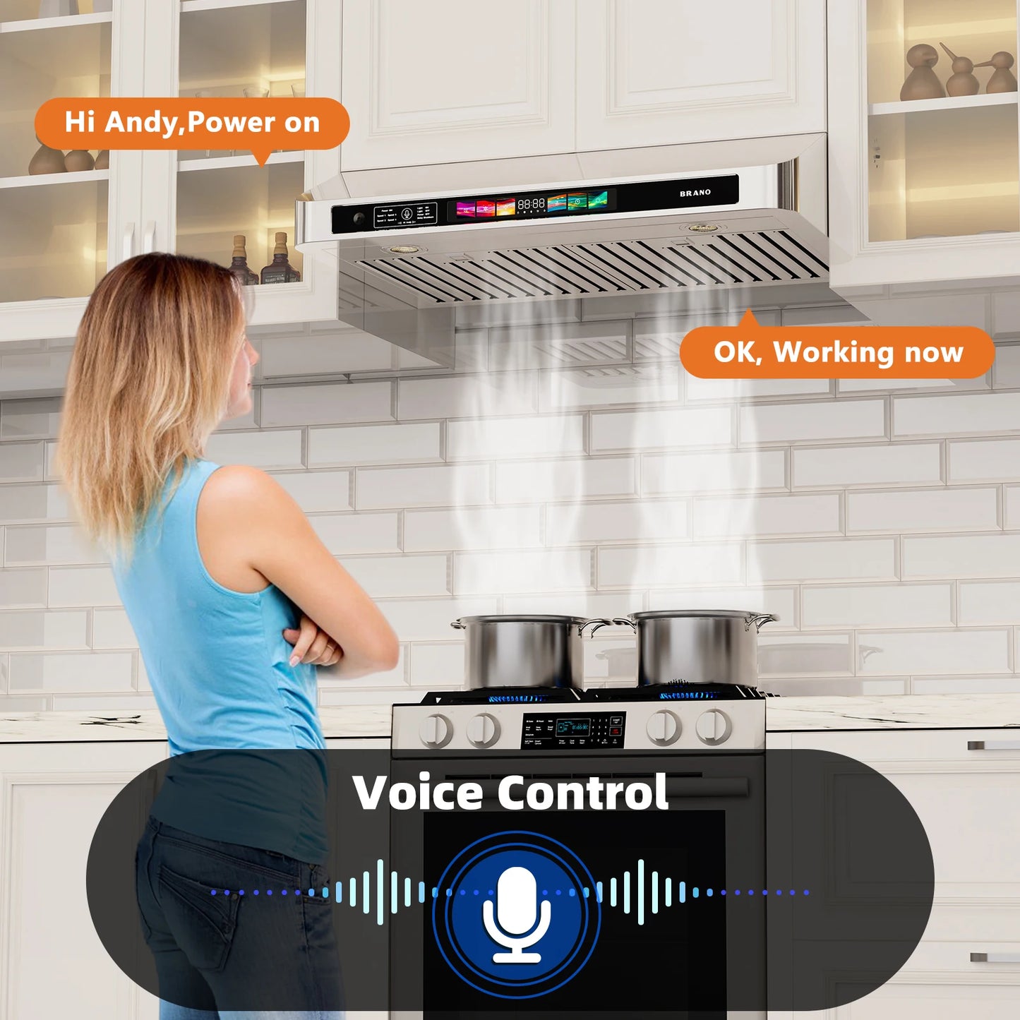 30/36 Inch Under Cabinet Range Hood with Voice/Gesture/Touch Control