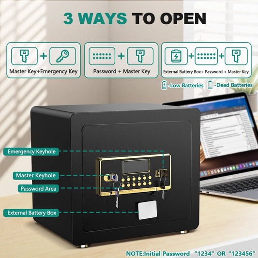 Digital Keypad Home Security Safe with Fireproof Waterproof Bag