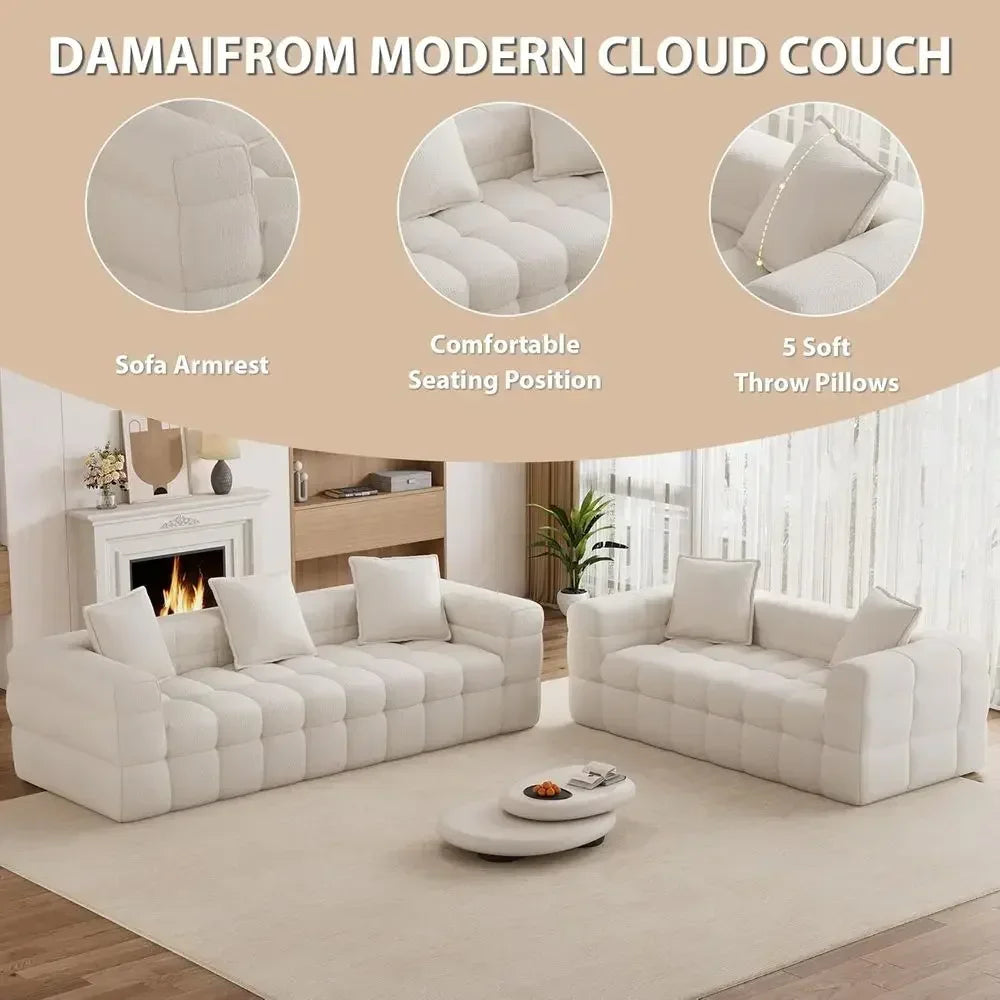 Cloud Sherpa Couch Set with 5 Pillows
