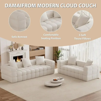 Cloud Sherpa Couch Set with 5 Pillows
