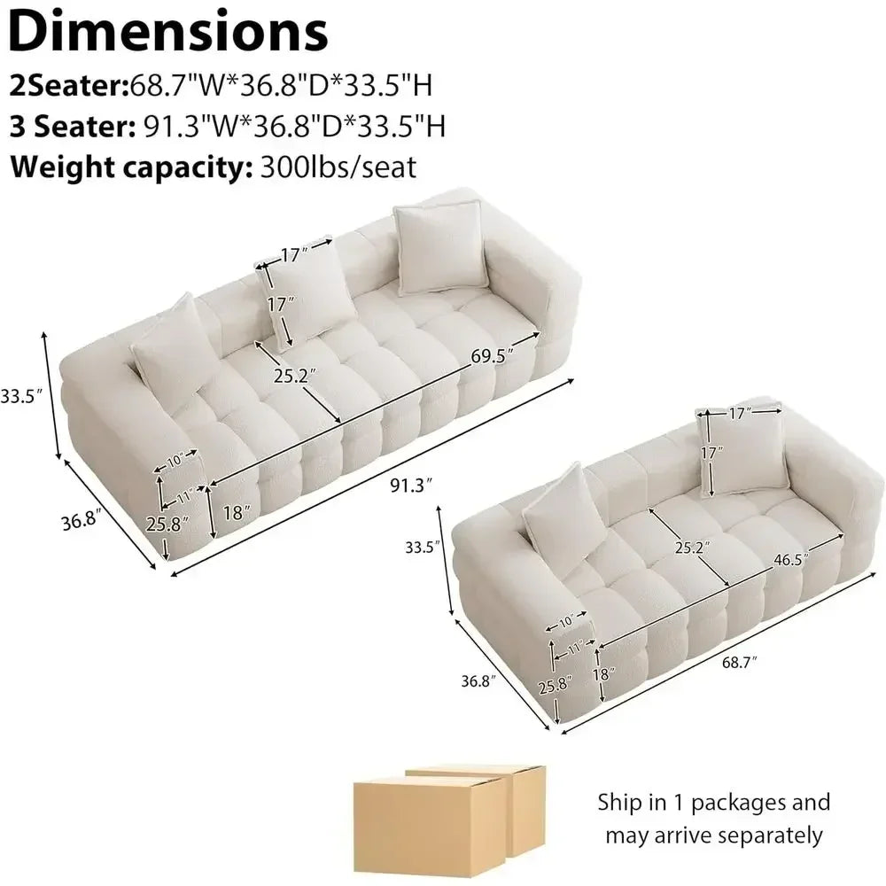 Cloud Sherpa Couch Set with 5 Pillows