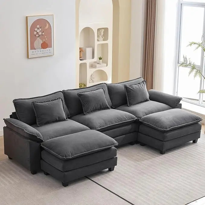 120" Modular Sectional Sofa, with Ottoman