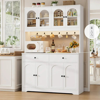 71" LED Kitchen Pantry Cabinet with Power Outlet
