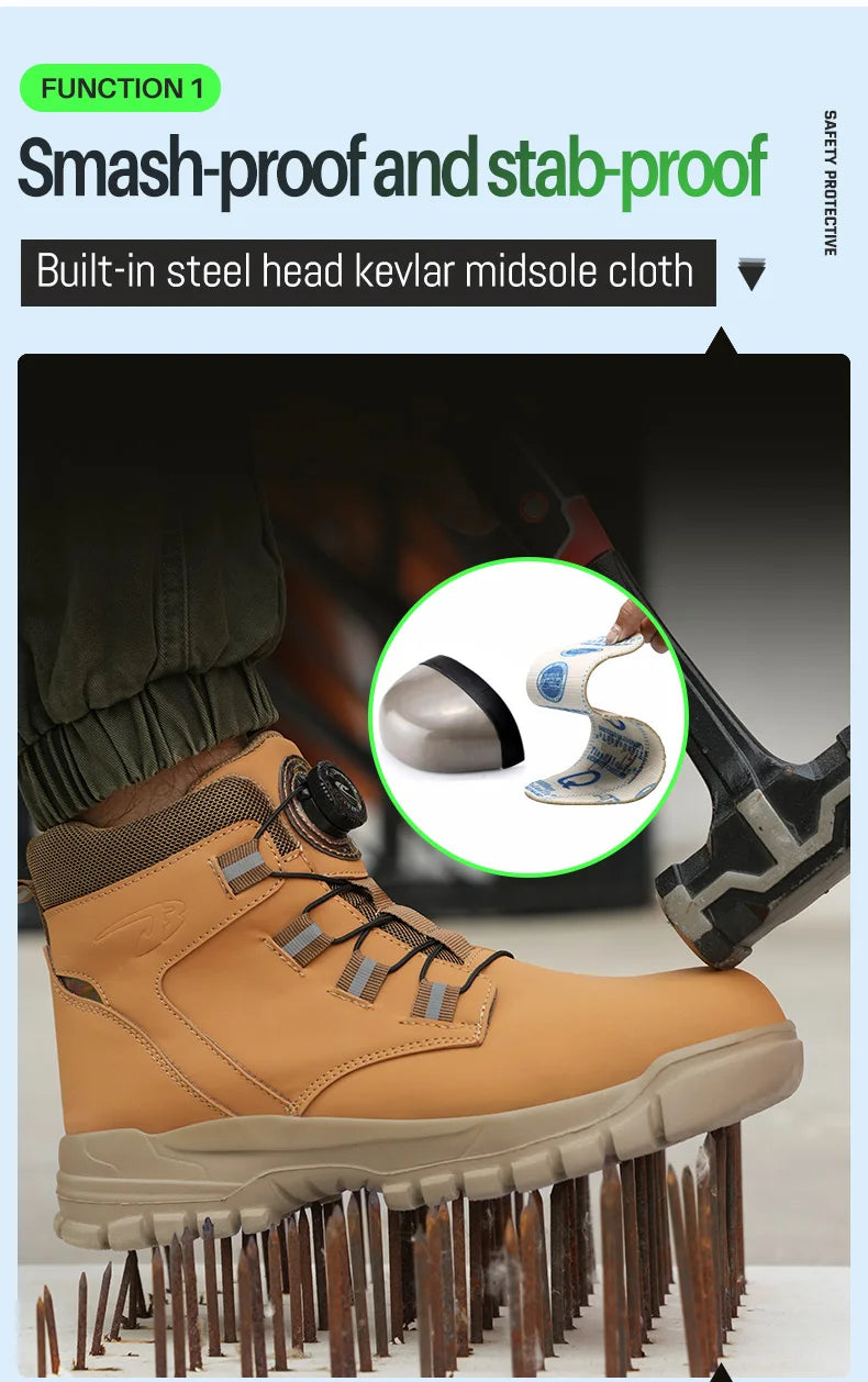 High Top Steel Toe Boots Slip Resistant Anti-Puncture