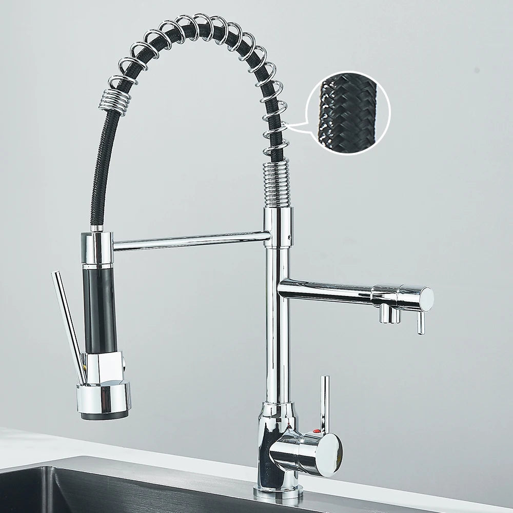 Pull Down Spring Kitchen Faucet Single Lever