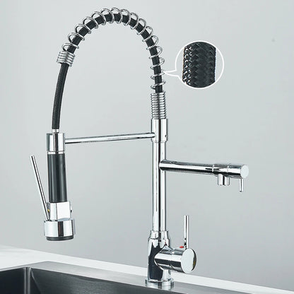 Pull Down Spring Kitchen Faucet Single Lever