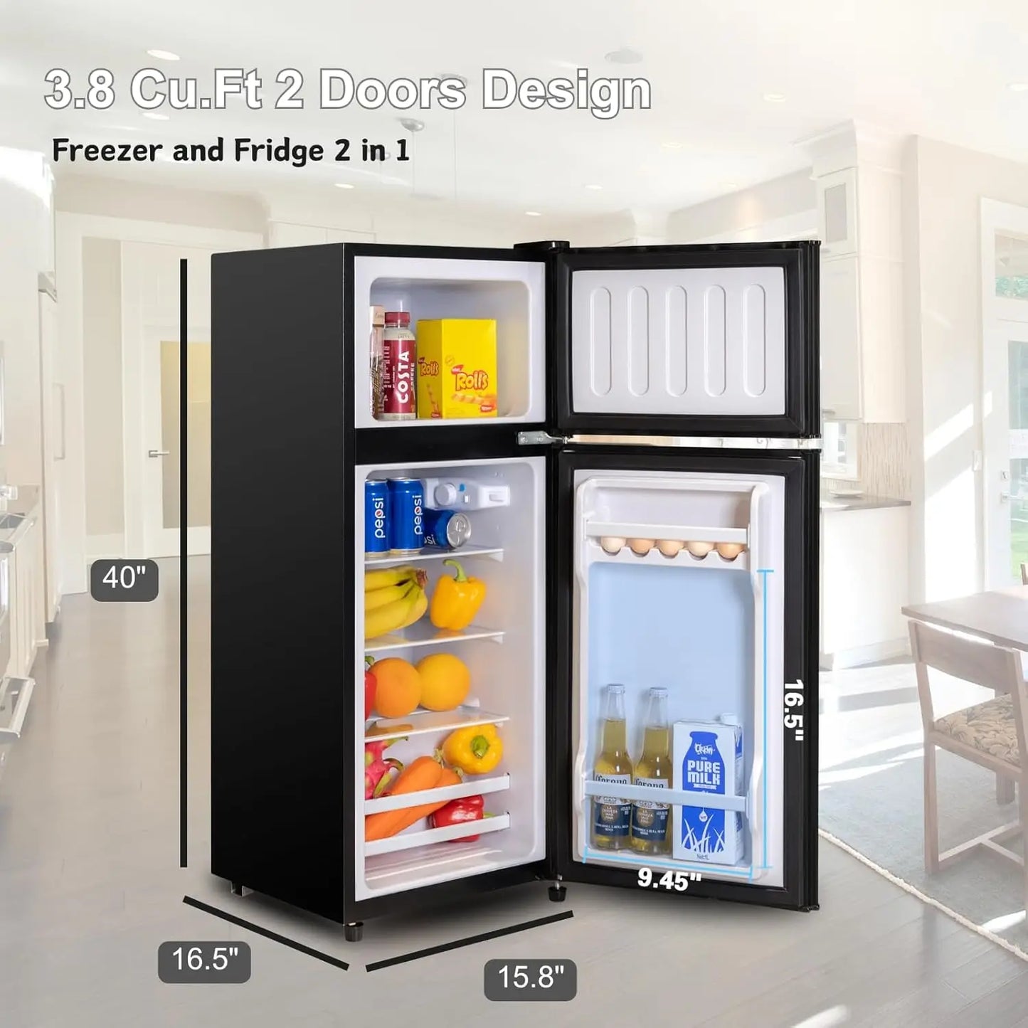 3.8 Cu.Ft Small Refrigerator with Freezer
