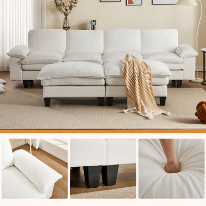 122-Inch 6-seats Double Foam Cushion Convertible Sectional