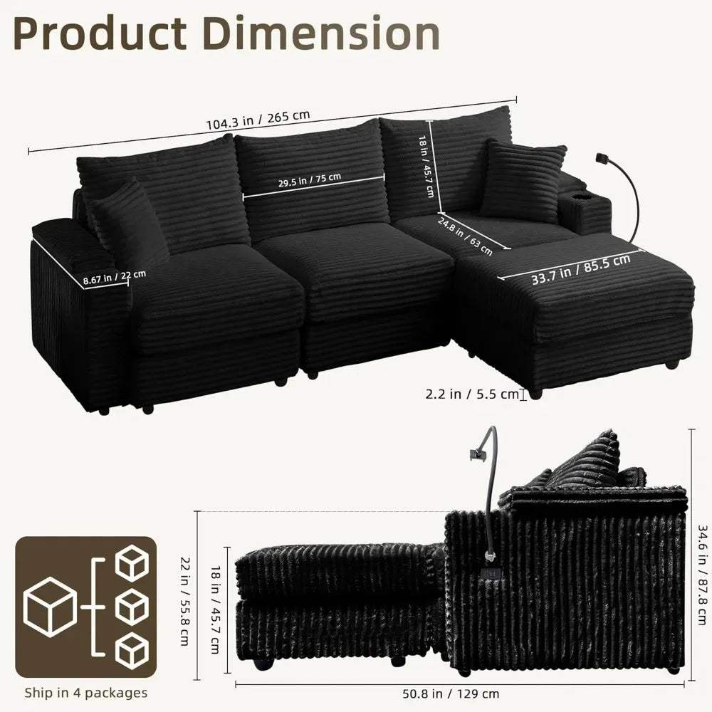 Cloud Sectional Sofa – 4-Seater Modular L-Shape Couch