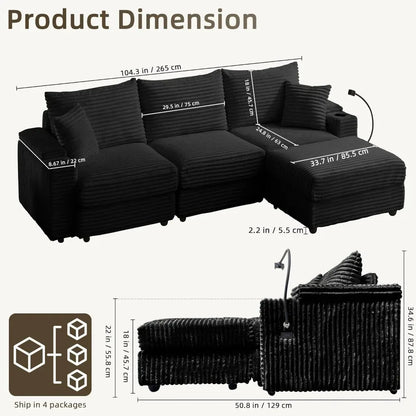 Cloud Sectional Sofa – 4-Seater Modular L-Shape Couch