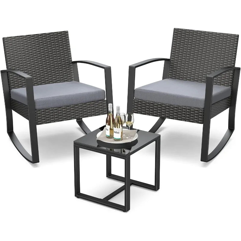 3 Pieces Patio Furniture Set for Garden Balcony Backyard Pools