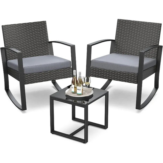 3 Pieces Patio Furniture Set for Garden Balcony Backyard Pools