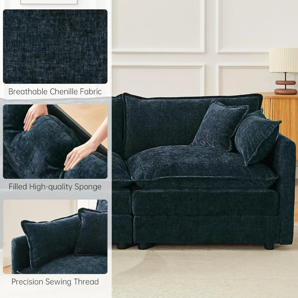 112.2" L-Shaped Sectional Sofa with Movable Ottoman