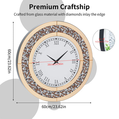 Crush Diamond Mirrored Wall Clock for Wall Decoration