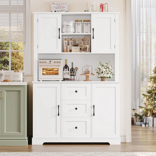 68" Kitchen Pantry Storage Cabinet with Microwave Stand