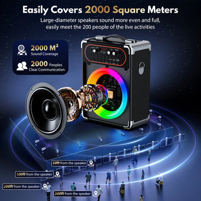 Portable Bluetooth 5.3 Kara Speaker, Echo Adjustment