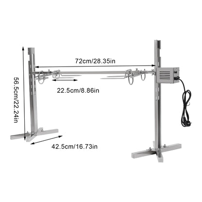 53" Electric BBQ Rotisserie Grill Kit, for Roasting Pig Lamb