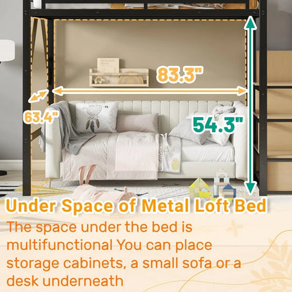 Full Size Loft Bed with Stairs and large Storage Under-Bed Space