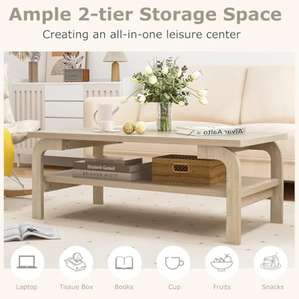 2-Tier Coffee Table with Storage