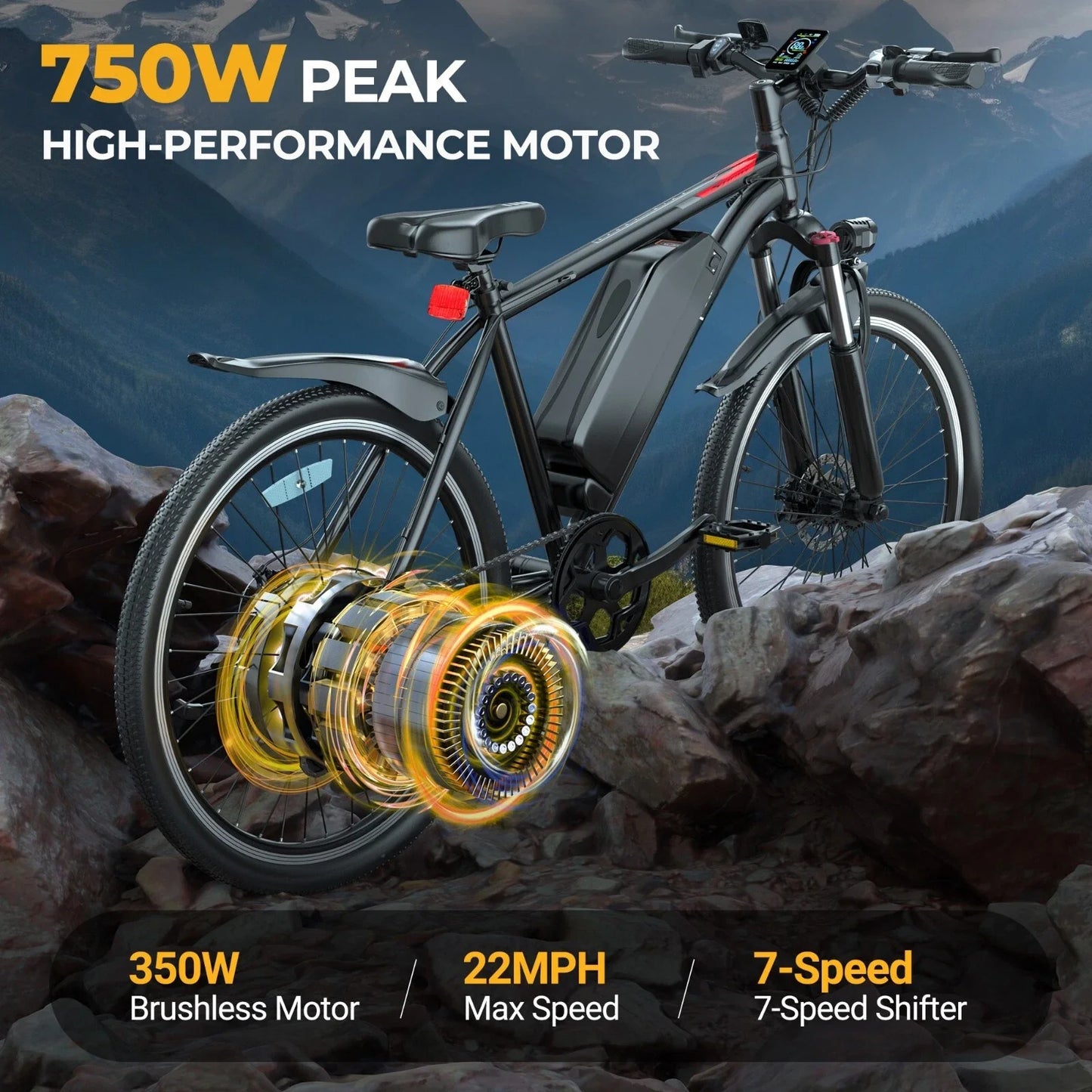 7 Speed Long Range Electric Mountain Bike