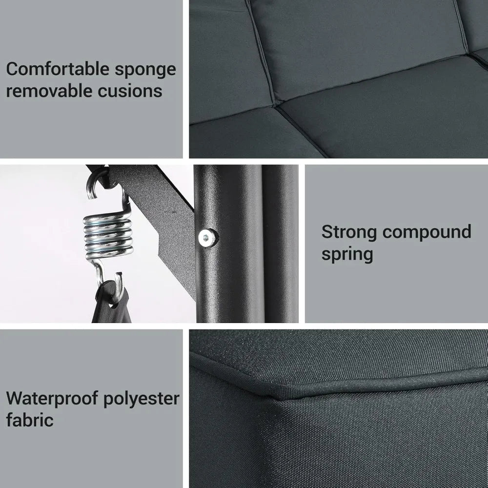 3-Seat Patio Swing with Adjustable Canopy