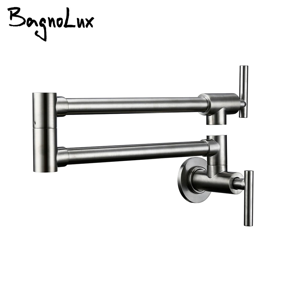 Brushed Nickel Folding Retractable Rotary Kitchen Faucet
