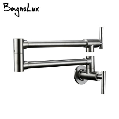Brushed Nickel Folding Retractable Rotary Kitchen Faucet