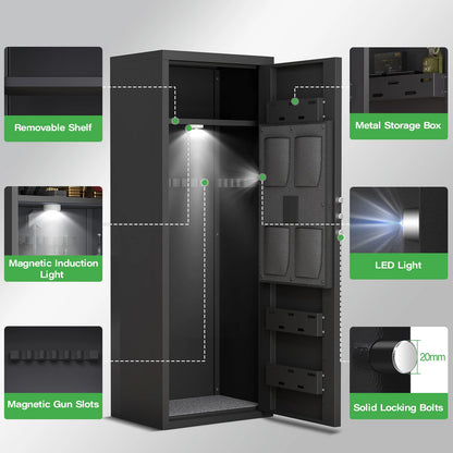 Gun Safe with Removable Shelf and 3 Magnetic Gun Slots