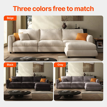 108.2'' Comfy Cloud Couch Modern Sectional Sofa with Ottoman