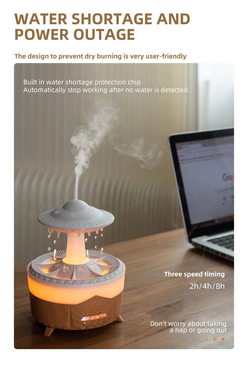 Rain Cloud Diffuser Mushroon Air Humidifier with Lamp