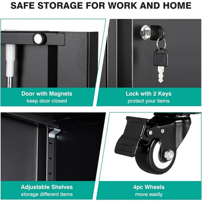 Portable Storage Cabinet with Locking Doors and Adjustable Shelves