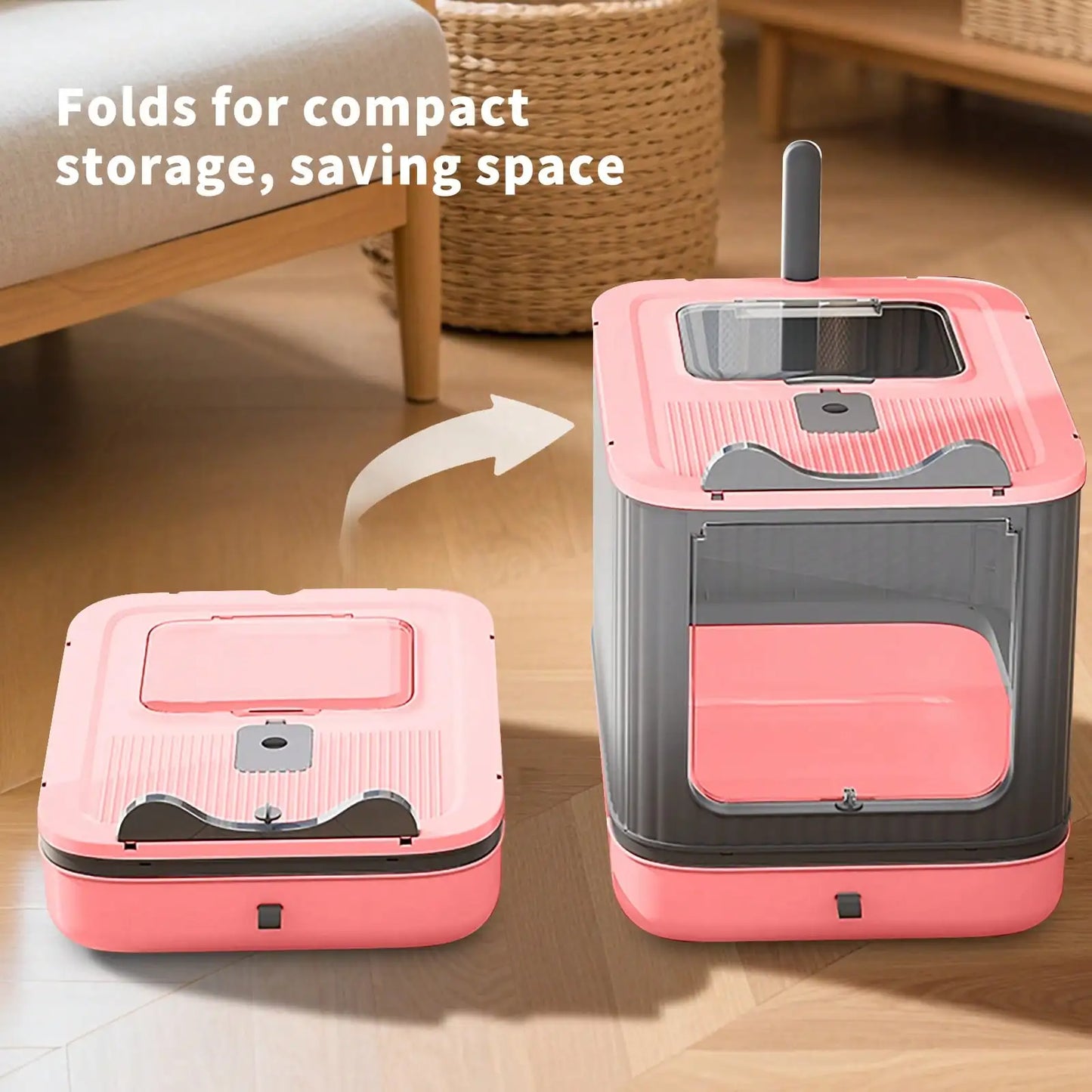 Foldable Cat Litter Box with Lid and Scoop